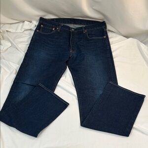 Levi's 501 Button Fly Dark Wash Denim Blue Straight Jeans Size W 36 L 34